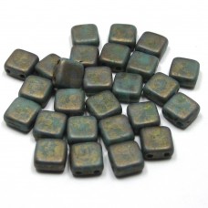 6mm Czech Mate Copper Picasso-Turquoise